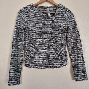 H&M Divided Black and White Knit Blazer Women's XS